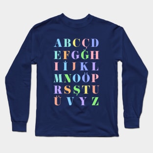 Children's Turkish Alphabet Chart, Turkey Language Chart, Pastel Long Sleeve T-Shirt